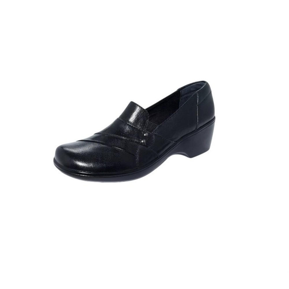 Clark's May Marigold Women's‎ Black Leather Slip On Loafer Size 9 M
